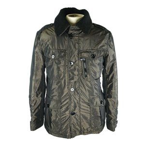 NEW Black EXPRESS Padded Military Style Jacket / Coat Faux Shearling Sz. L